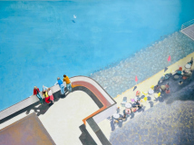 På udkig - 90 x 120 cm, akryl, olie, og tusch på kanvas