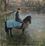 Soppetur  - 80 x 80 cm, olie og akryl på kanvas