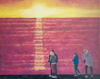 Solnedgangsbetragtere  - 80 x 100 cm, olie og akryl på kanvas