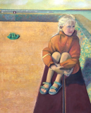 Blæst over Kronborg  - 100 x 80 cm, olie og akryl på kanvas