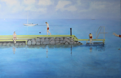 Han springer i - 80 x 120 cm, olie og akryl på kanvas